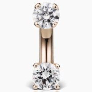 Maria Tash 3mm Prong Set Cubic Zirconia Rook Barbell Rose Gold